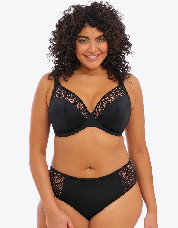 Elomi Indie Plunge Bikini Top Black Ribbed bikini, Textured fabric, Sexy, Comfortable
