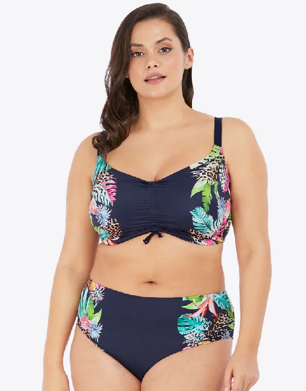 Elomi Pina Colada Underwired Crop Bikini Top Midnight Ribbed bikini, Textured fabric, Sexy, Stylish