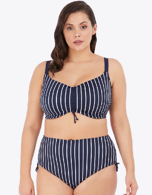 Elomi Plain Sailing Crop Bikini Top Midnight Stripe Padded bikini top, Comfortable, Supportive, Trendy