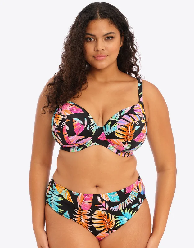 Elomi Tropical Falls Plunge Bikini Top Black Retro bikini, Vintage style, Comfortable, Sexy
