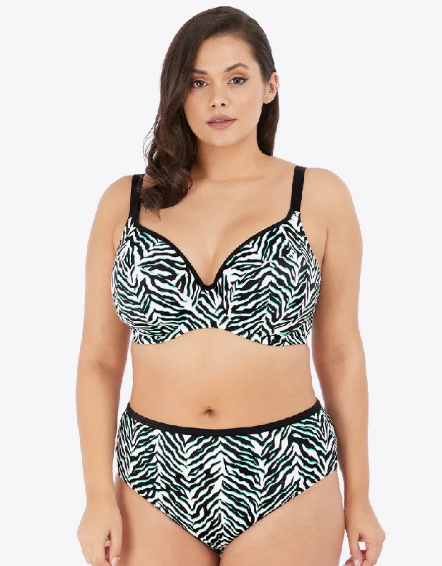 Elomi Zebra Rhythm Plunge Bikini Top Black Reversible bikini, Two styles, Trendy, Comfortable