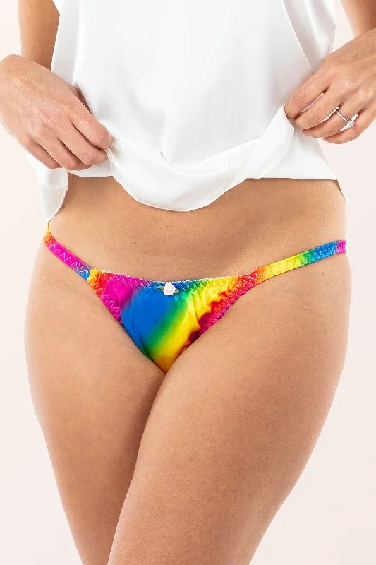 Satin Tanga Bikini Briefs - Rainbow Button-up bikini, Trendy, Comfortable, Fashionable