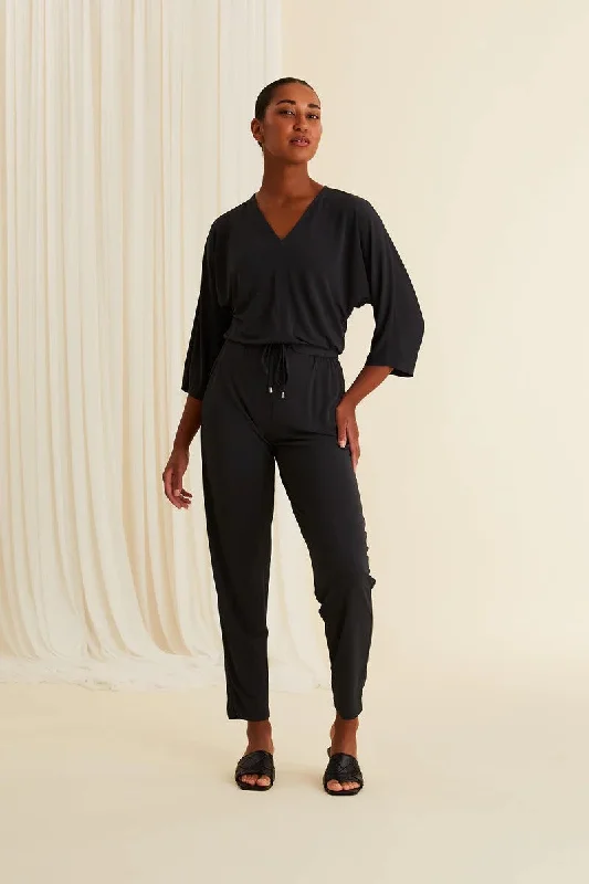 Alessa Viscose Jumpsuit Black Jumpsuit romper, Playful, Casual, Comfortable