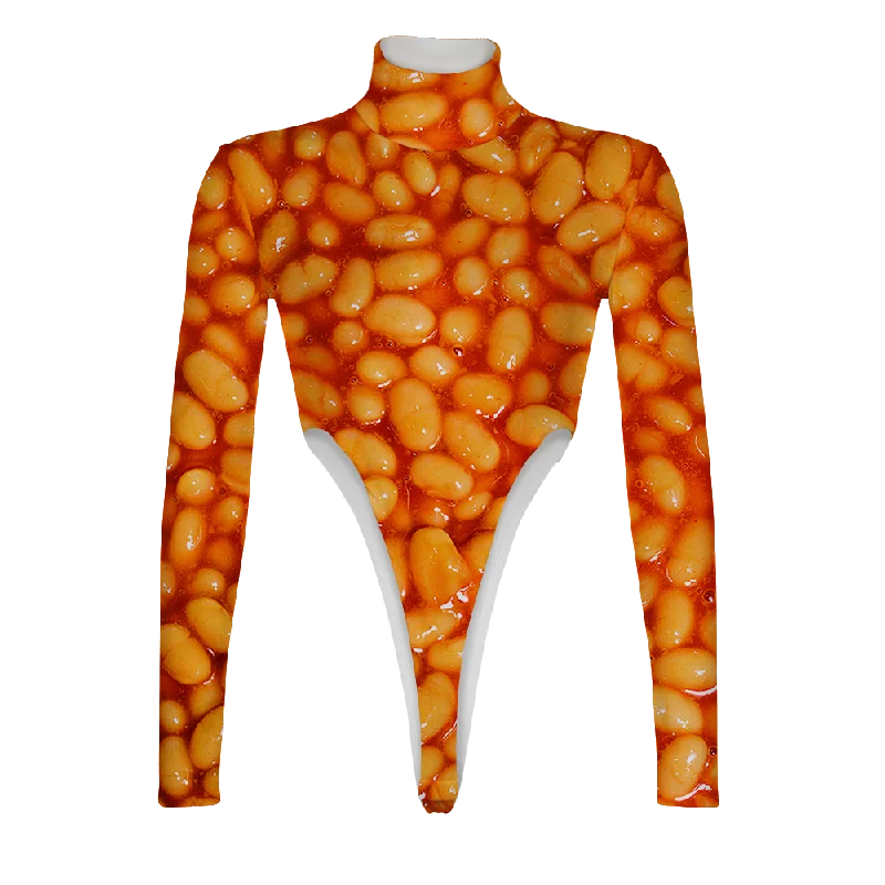 Baked Beans Turtleneck Long Sleeve Jumpsuit Jumpsuit with pockets, Practical, Comfortable, Casual Baked Beans Turtleneck Long Sleeve Jumpsuit Jumpsuit with pockets, Practical, Comfortable, Casual