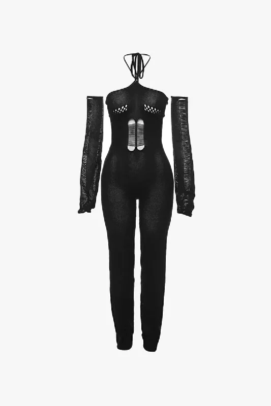 Black Knitted Jumpsuit Casual jumpsuit, Relaxed fit, Summer style, Trendy