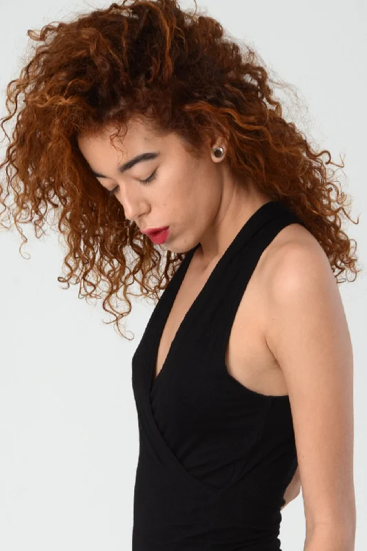 V Neck Black Harem Jumpsuit Silk jumpsuit, Elegant, Luxurious, Evening wear