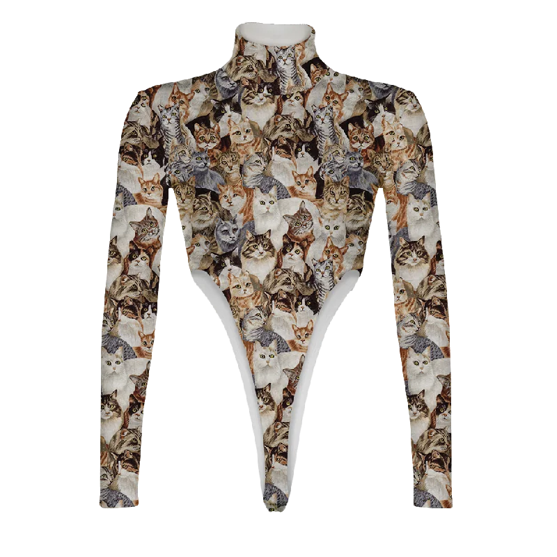 Cats Turtleneck Long Sleeve Jumpsuit Casual jumpsuit, Loose fit, Summer style, Comfortable Cats Turtleneck Long Sleeve Jumpsuit Casual jumpsuit, Loose fit, Summer style, Comfortable