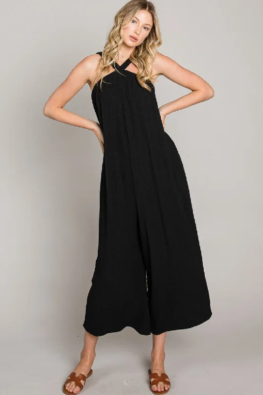 Cloud Gauze Twist Halter Flowy Jumpsuit Summer jumpsuit, Light fabric, Beachwear, Trendy Cloud Gauze Twist Halter Flowy Jumpsuit Summer jumpsuit, Light fabric, Beachwear, Trendy