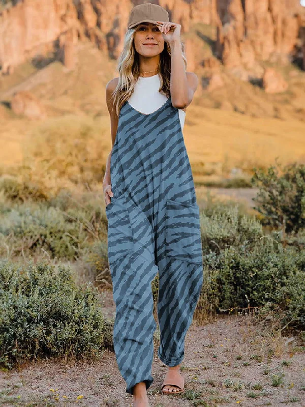 Double Take Full Size Printed V-Neck Sleeveless Jumpsuit Crossover jumpsuit, Elegant, Chic, Comfortable Double Take Full Size Printed V-Neck Sleeveless Jumpsuit Crossover jumpsuit, Elegant, Chic, Comfortable