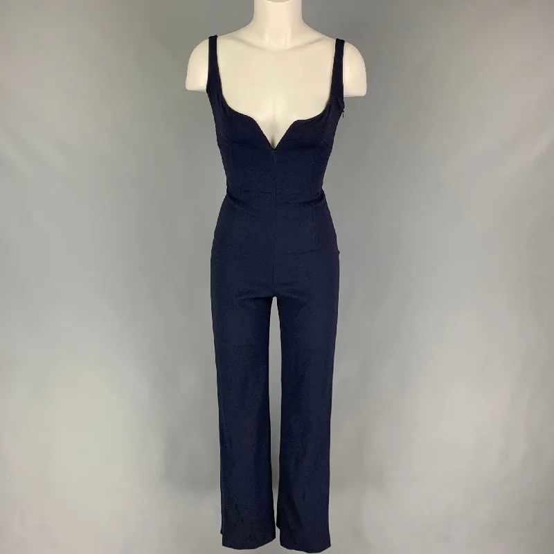 GALVAN Size 2 Navy Acetate Blend Signature Corset Jumpsuit Sleeveless jumpsuit, High waist, Trendy, Fashionable GALVAN Size 2 Navy Acetate Blend Signature Corset Jumpsuit Sleeveless jumpsuit, High waist, Trendy, Fashionable