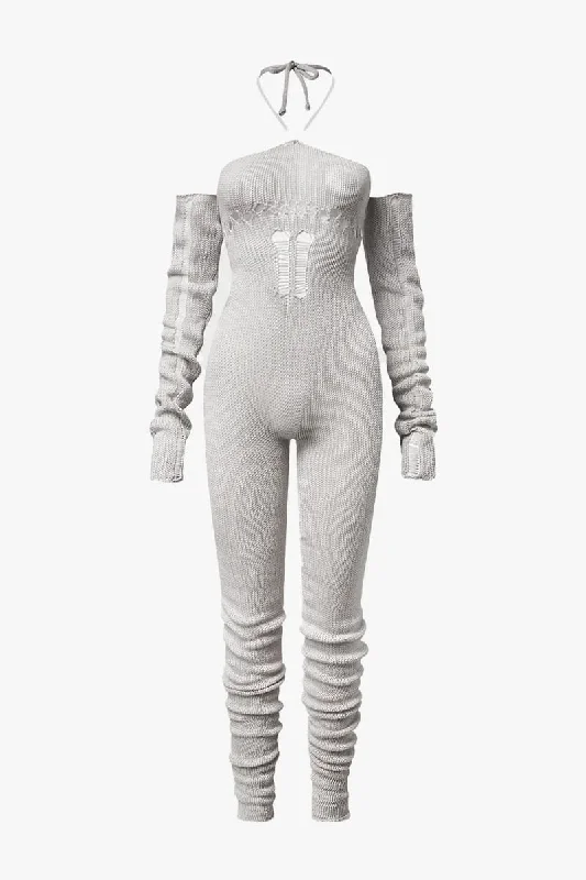 Grey Distressed Jumpsuit Lace jumpsuit, Elegant, Feminine, Chic