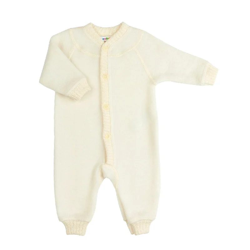 Joha Jumpsuit Wool Fleece Natural Tie waist jumpsuit, Slim fit, Trendy, Comfortable