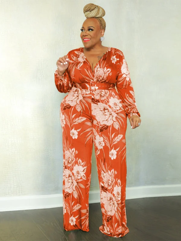 Large size fresh and sweet women's jumpsuit with belt Vintage-inspired jumpsuit, Retro style, Trendy, Chic Large size fresh and sweet women's jumpsuit with belt Vintage-inspired jumpsuit, Retro style, Trendy, Chic