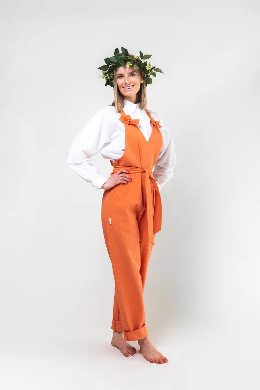 Lempi Jumpsuit Orange Wide leg denim jumpsuit, Casual, Comfortable, Trendy
