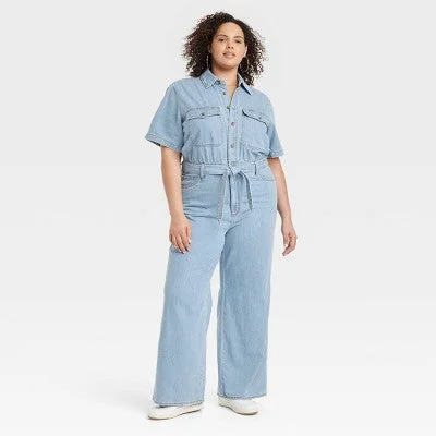 New - Women's Short Sleeve Jumpsuit - Universal Thread™ Light Wash 22 Boho jumpsuit, Loose fit, Casual, Comfortable New - Women's Short Sleeve Jumpsuit - Universal Thread™ Light Wash 22 Boho jumpsuit, Loose fit, Casual, Comfortable