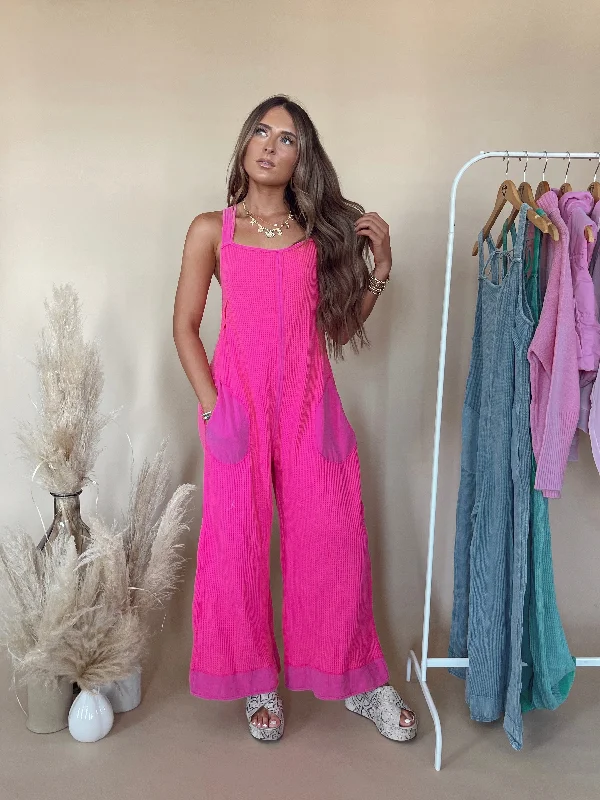 Rhea Jumpsuit in Fuchsia Elegant wide leg jumpsuit, Chic, Casual, Comfortable