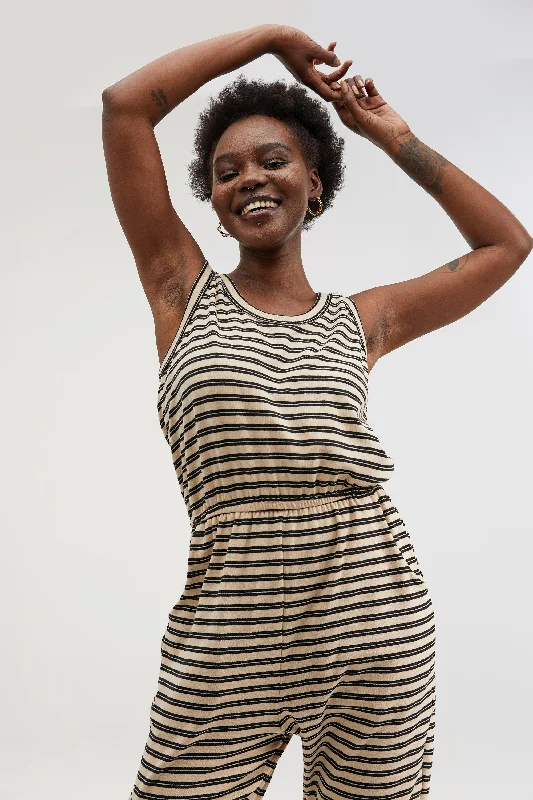 Traveller Stripe Jumpsuit Off-shoulder jumpsuit, Sexy, Elegant, Fashionable