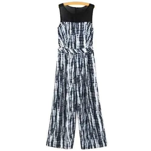 Stylish Scoop Neck Sleeveless Chiffon Spliced Women's Jumpsuit - White And Black M Tailored jumpsuit, Business casual, Professional, Stylish Stylish Scoop Neck Sleeveless Chiffon Spliced Women's Jumpsuit - White And Black M Tailored jumpsuit, Business casual, Professional, Stylish