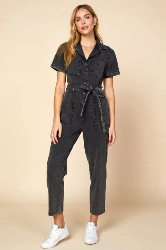 Utility Jumpsuit | Black Off-shoulder jumpsuit, Sexy, Elegant, Party wear