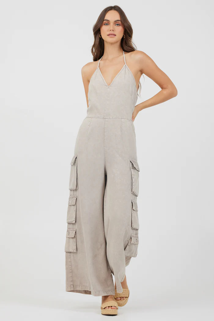 Vintage Havana Khaki Jumpsuit Back tie jumpsuit, Feminine, Trendy, Stylish