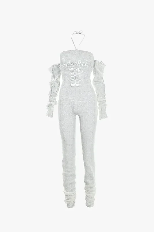 White Crochet Jumpsuit Sexy jumpsuit, Fashionable, Sleek, Trendy