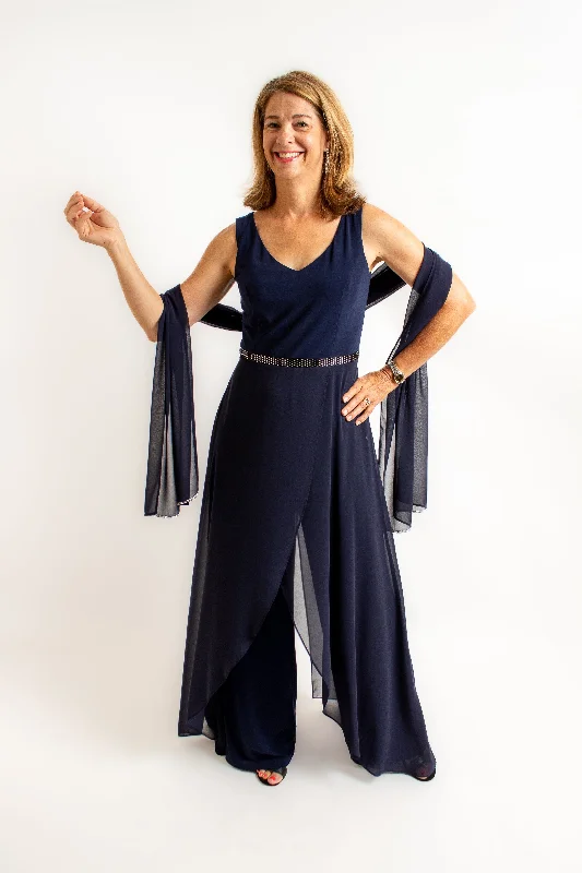 Midnight Woven Jumpsuit Zipper jumpsuit, Sleek, Trendy, Casual