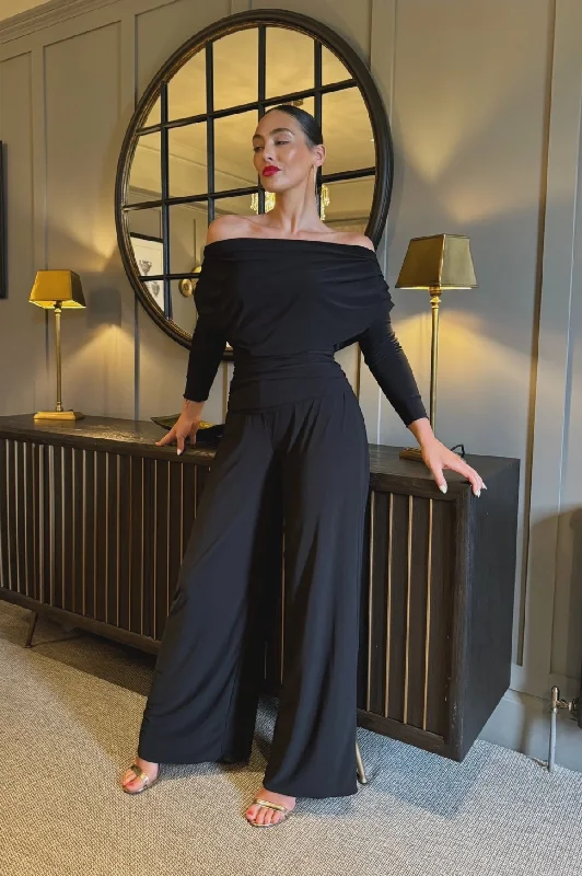 ATOM LABEL Carbon Jersey Jumpsuit with Sleeve in Black (Regular Length) Summer jumpsuit, Light fabric, Comfortable, Fashionable ATOM LABEL Carbon Jersey Jumpsuit with Sleeve in Black (Regular Length) Summer jumpsuit, Light fabric, Comfortable, Fashionable
