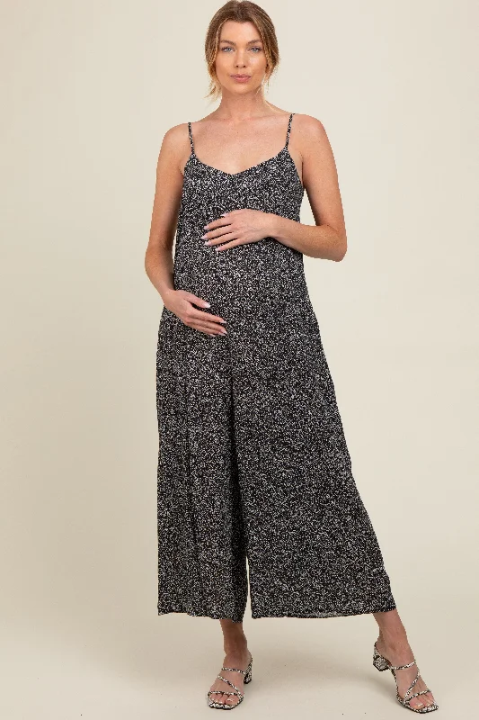 Black Paisley Print Maternity Jumpsuit Sleeveless backless jumpsuit, Sexy, Elegant, Comfortable Black Paisley Print Maternity Jumpsuit Sleeveless backless jumpsuit, Sexy, Elegant, Comfortable