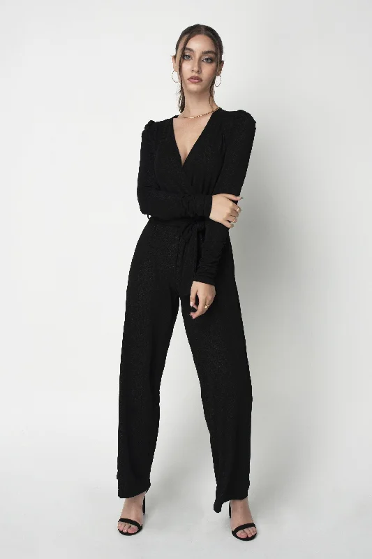 Double Second Black Metallic Stretch Jumpsuit Short jumpsuit, Casual, Summer, Trendy Double Second Black Metallic Stretch Jumpsuit Short jumpsuit, Casual, Summer, Trendy