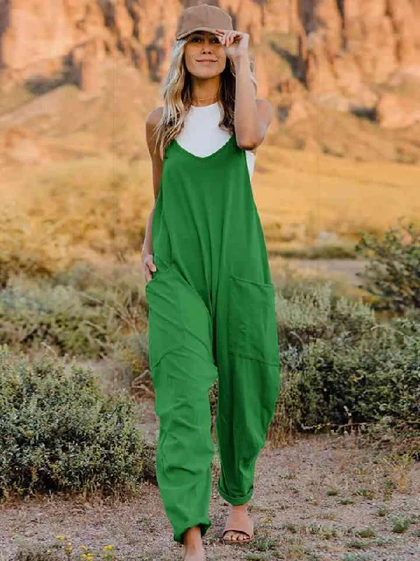 Full Size Sleeveless Pocketed Jumpsuit in 4 Colors Lightweight jumpsuit, Comfortable, Relaxed, Fashionable Full Size Sleeveless Pocketed Jumpsuit in 4 Colors Lightweight jumpsuit, Comfortable, Relaxed, Fashionable