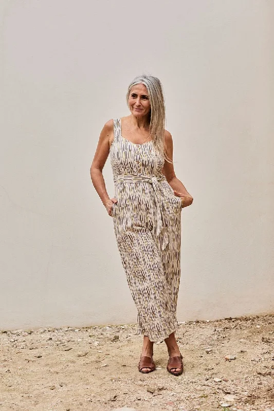Fancy Linen Jumpsuit in Beige Jungle print Off-shoulder wide leg jumpsuit, Trendy, Comfortable, Stylish Fancy Linen Jumpsuit in Beige Jungle print Off-shoulder wide leg jumpsuit, Trendy, Comfortable, Stylish