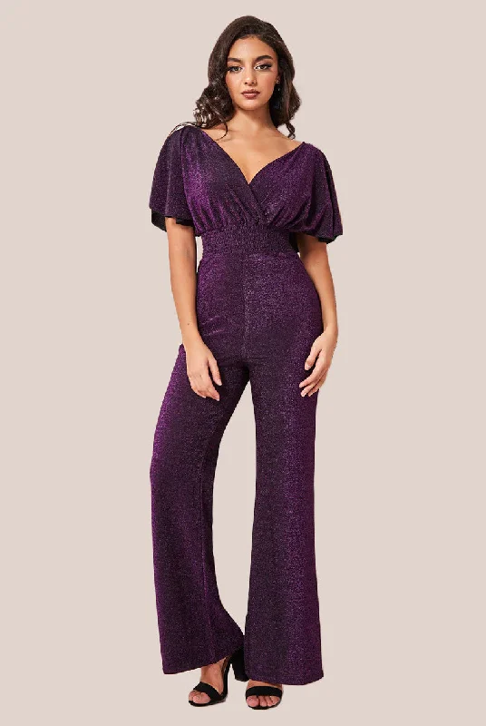 Goddiva Lurex Wrap Style Jumpsuit - Magenta Boho chic jumpsuit, Relaxed, Comfortable, Trendy Goddiva Lurex Wrap Style Jumpsuit - Magenta Boho chic jumpsuit, Relaxed, Comfortable, Trendy