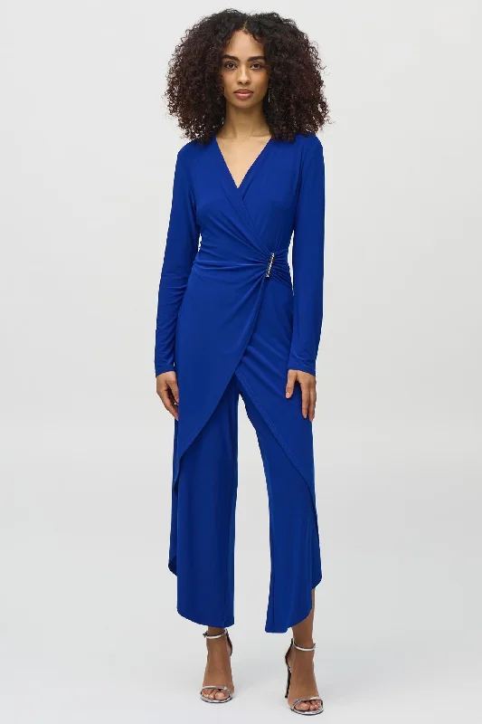 Joseph Ribkoff 244155 Royal Sapphire Blue (2922)Silky Knit Wrap Culotte Jumpsuit Sporty jumpsuit, Athletic style, Comfortable, Trendy Joseph Ribkoff 244155 Royal Sapphire Blue (2922)Silky Knit Wrap Culotte Jumpsuit Sporty jumpsuit, Athletic style, Comfortable, Trendy
