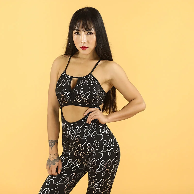 La Fitwear Jumpsuit Crop Me Metallic Black Pleated wide leg jumpsuit, Elegant, Chic, Feminine La Fitwear Jumpsuit Crop Me Metallic Black Pleated wide leg jumpsuit, Elegant, Chic, Feminine