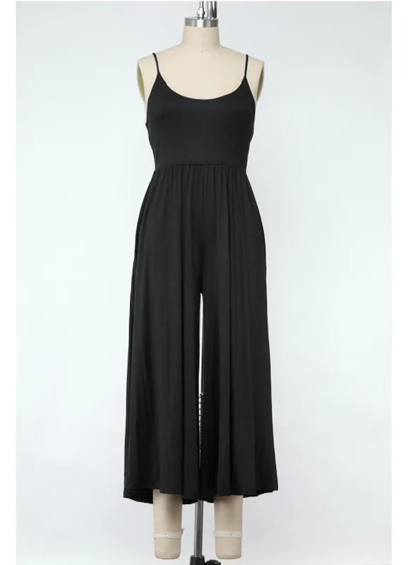 MG Solid Flare Fit Spaghetti Strap Jumpsuit black Denim romper jumpsuit, Casual, Comfortable, Trendy MG Solid Flare Fit Spaghetti Strap Jumpsuit black Denim romper jumpsuit, Casual, Comfortable, Trendy