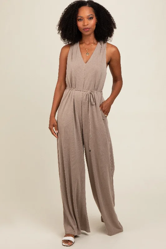 Mocha Racerback Wide Leg Jumpsuit Flared jumpsuit, Retro style, Trendy, Comfortable