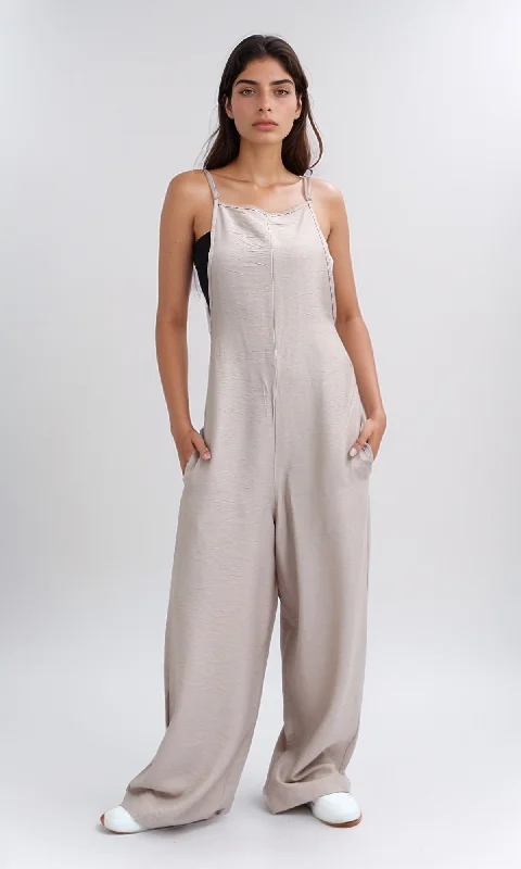 O198043 Spaghetti Strap Wide Leg Jumpsuit - Coffee Tight fit jumpsuit, Sleek, Sexy, Trendy O198043 Spaghetti Strap Wide Leg Jumpsuit - Coffee Tight fit jumpsuit, Sleek, Sexy, Trendy