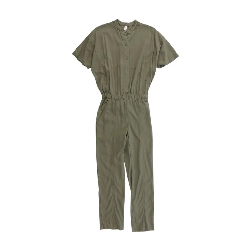 Olive Solid Jumpsuit Jumpsuit with wide straps, Simple design, Comfortable, Trendy