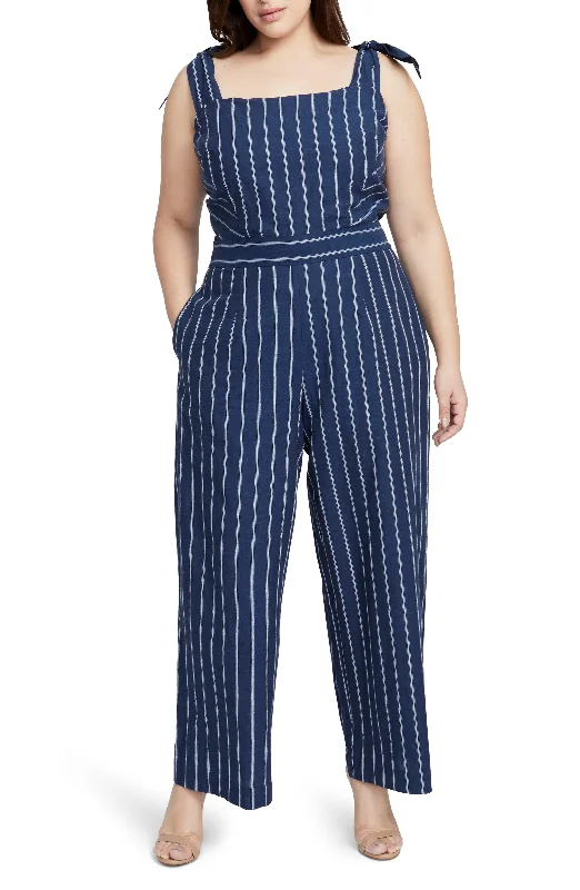 Rachel Rachel Roy Stripe Linen & Cotton Jumpsuit Jumpsuit with knot, Elegant, Chic, Comfortable