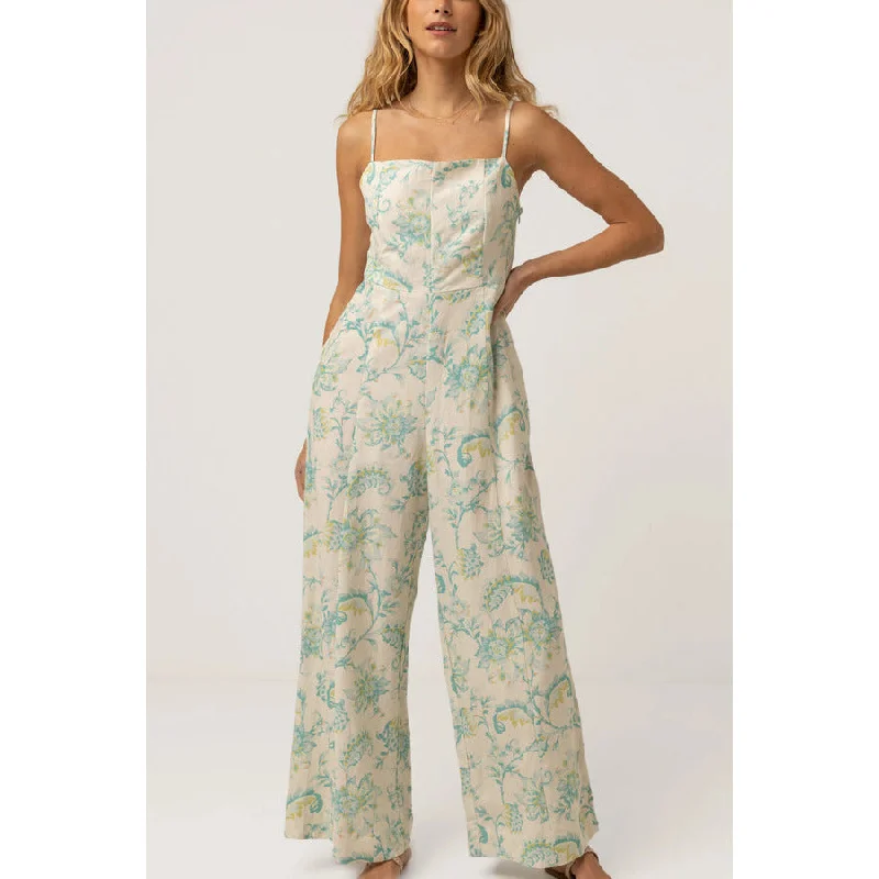 Rhythm Cairo Wide Leg Jumpsuit Blue Romper jumpsuit, Playful, Casual, Comfortable