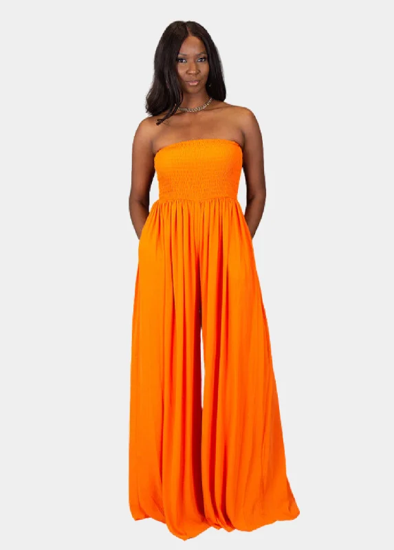 Venice Wide Leg Jumpsuit - Orange Silk wide leg jumpsuit, Elegant, Chic, Comfortable