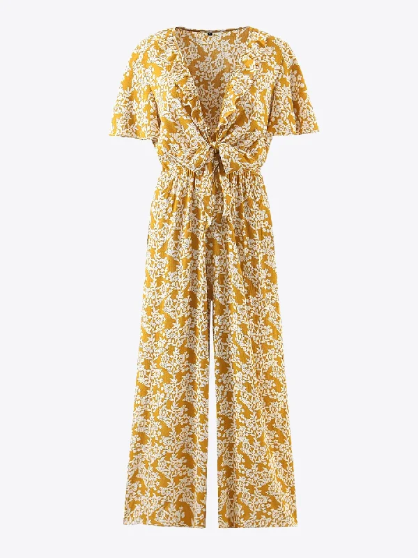 Pineapple Floral Cotton Viscose Womens Jumpsuit Turtleneck jumpsuit, Cozy, Elegant, Fashionable Pineapple Floral Cotton Viscose Womens Jumpsuit Turtleneck jumpsuit, Cozy, Elegant, Fashionable