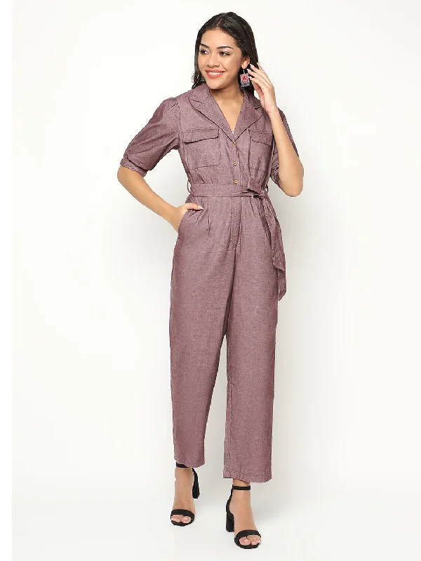 Vintage Textured Jumpsuit High-neck jumpsuit, Modest style, Elegant, Trendy