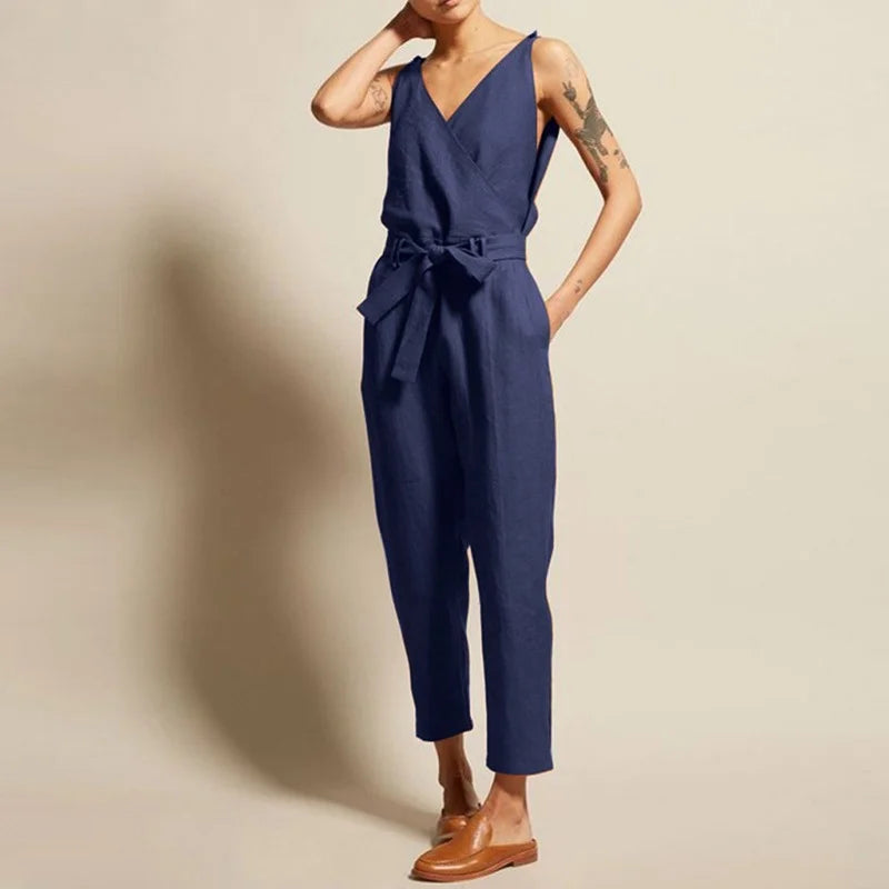 Agave Fields 100% Linen Womens Jumpsuit Ruffle jumpsuit, Feminine, Trendy, Elegant